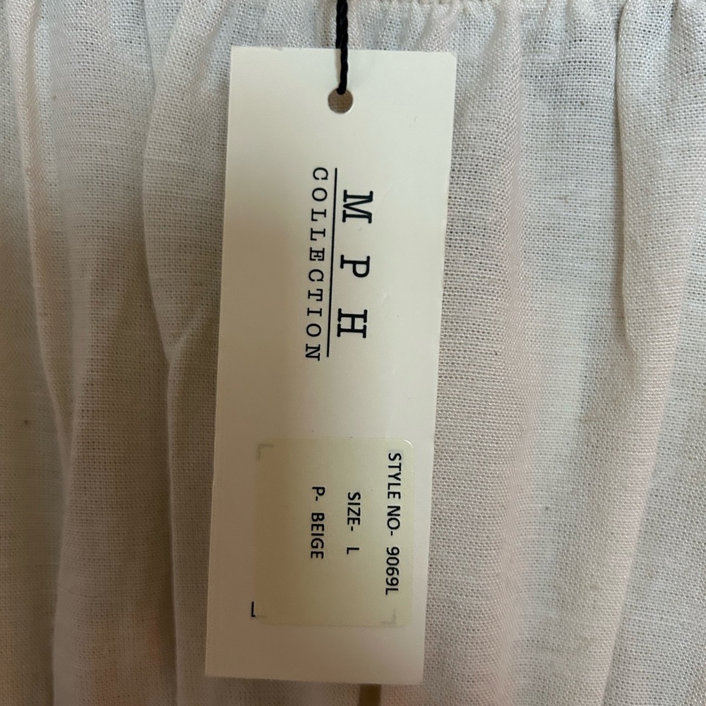 M.P.H. Collection White Embroidered 100% Rayon puff Sleeve Maxi Dress Large NWT - Picture 6 of 10